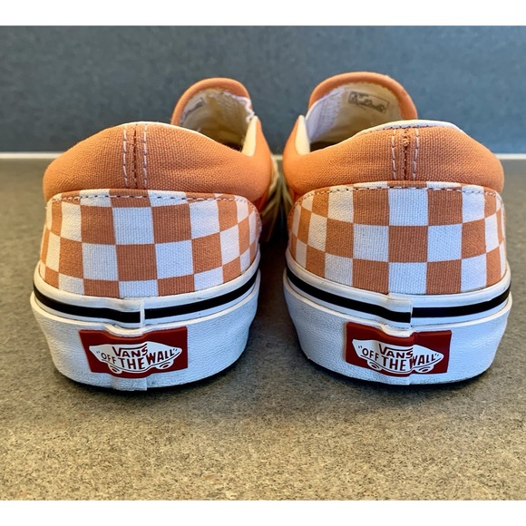 VANS - Size 4 Youth - Checkerboard Slip On Sneakers - Orange/White - Picture 6 of 8